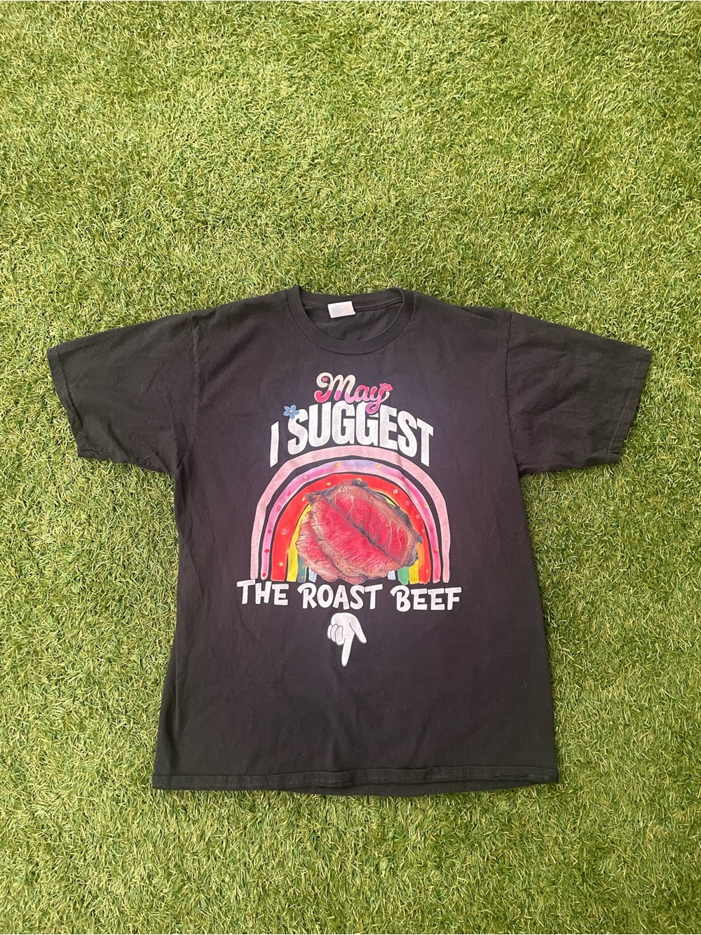 Port and Company Black 'I Suggest The Roast Beef' Graphic Tee